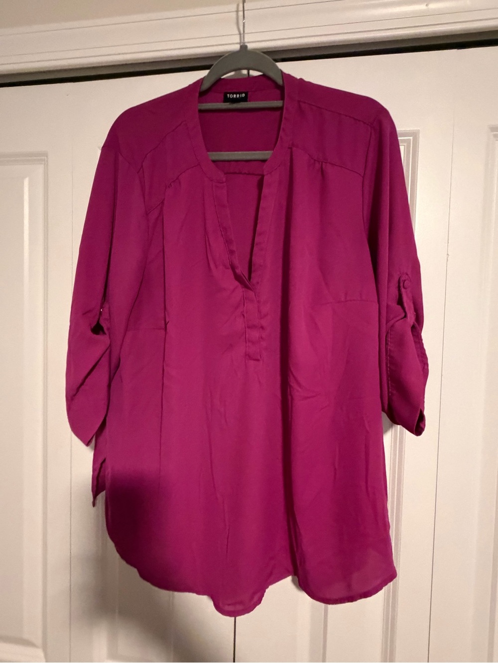 torrid Magenta Split-Neck Tunic Top